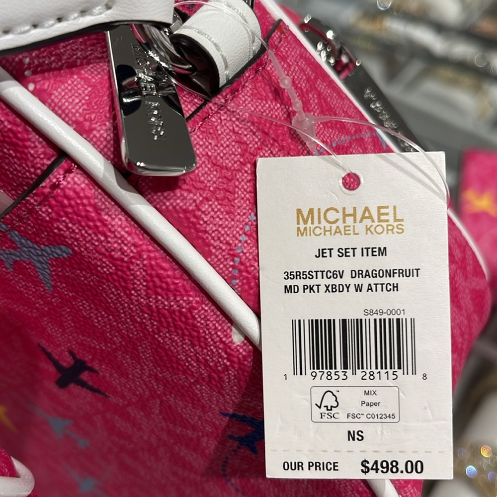 Michael Kors Jet Set Leather Medium Crossbody Bag with Case for Apple Airpods Pr - Picture 8 of 16
